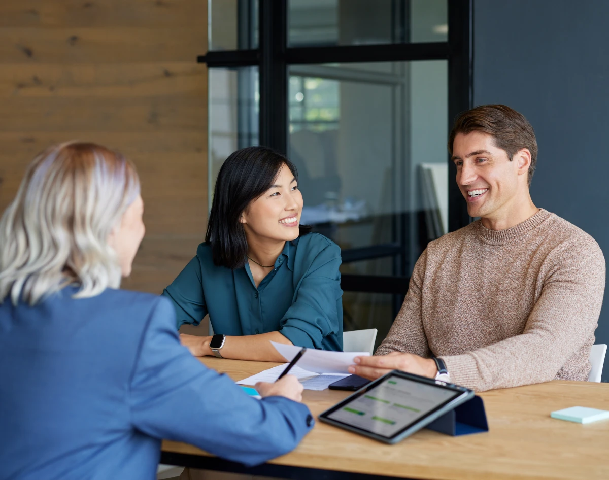 Group discussion in modern office
